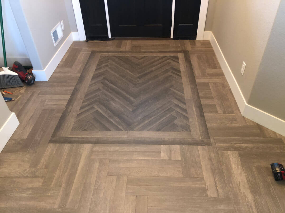 Herringbone Hardwood Entryway Design